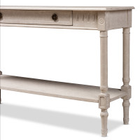 Baxton Studio RAM13-Whitewashed-ST Ariella Country Cottage Farmhouse Whitewashed 1-Drawer Console Table